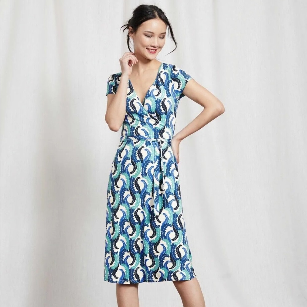 Boden cute wrap dress with beautiful pattern, size 8, spring/summer dress